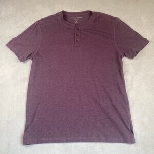 LUCKY Brand Henley Mens Medium Red Maroon Short Sleeve Shirt